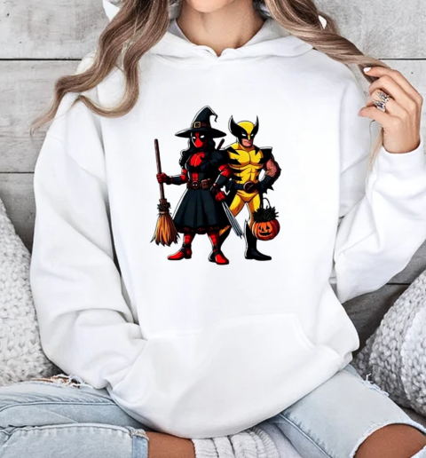 Witch Deadpool and Wolverine Halloween T-Shirt Unisex Hoodie