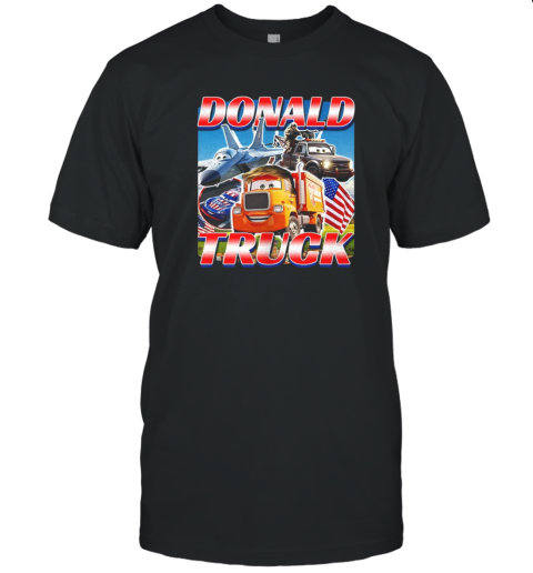 Donald Truck Cartoon USA Flag T-Shirt