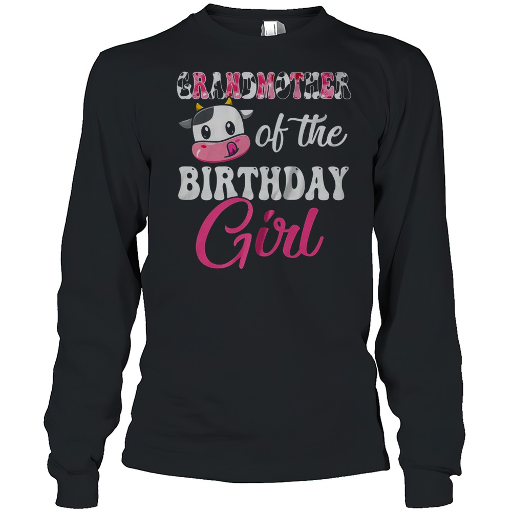 Grandmother Of The Birthday Girl Farm Cow 1St Birthday Girl T-Shirt