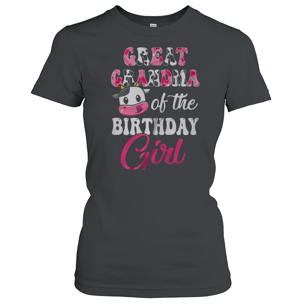 Great Grandma Of The Birthday Girl Farm Cow 1St Birthday Girl T-Shirt