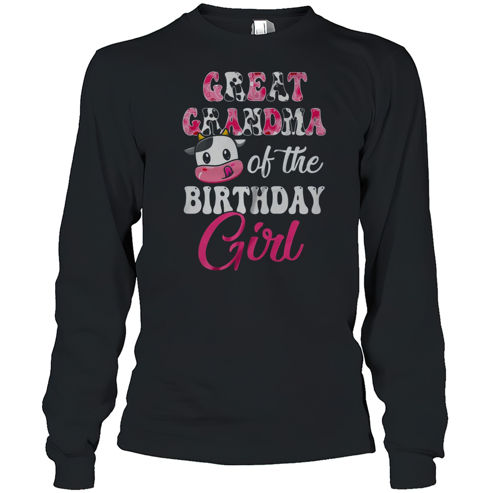 Great Grandma Of The Birthday Girl Farm Cow 1St Birthday Girl T-Shirt