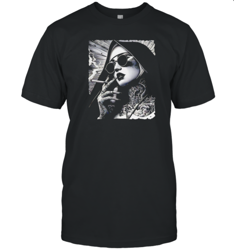 Nun Satan Baphomet Gothic Smoking T-Shirt