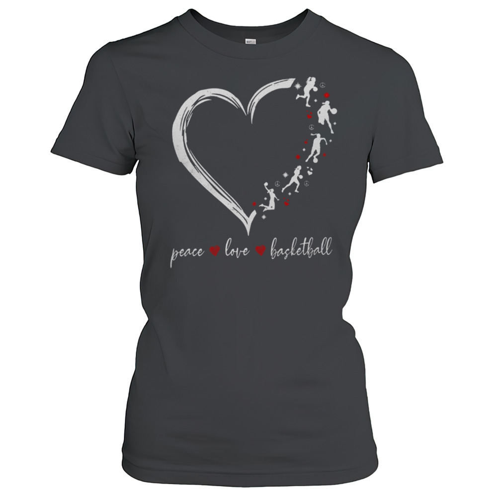 Peace Love And Basketball Heart T-Shirt