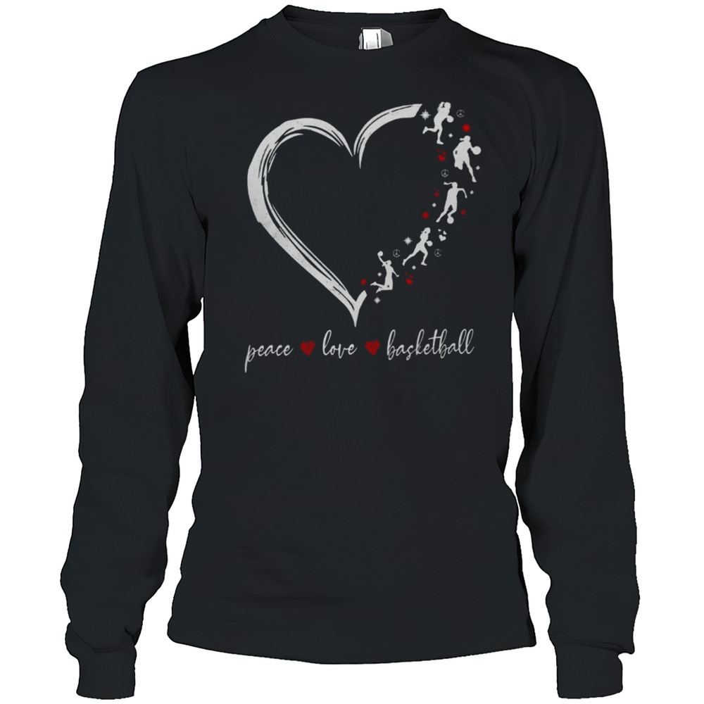 Peace Love And Basketball Heart T-Shirt