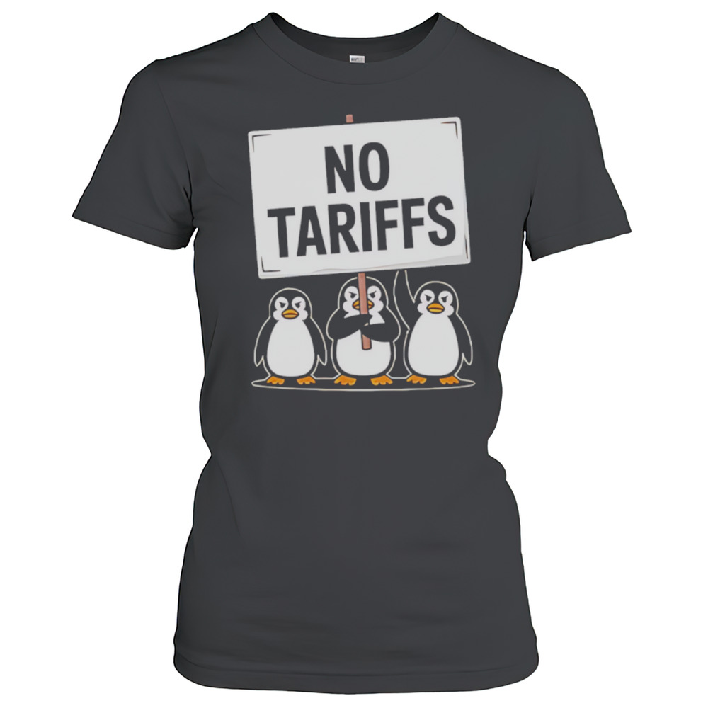 Penguin No Tariffs Print Baseball T-Shirt