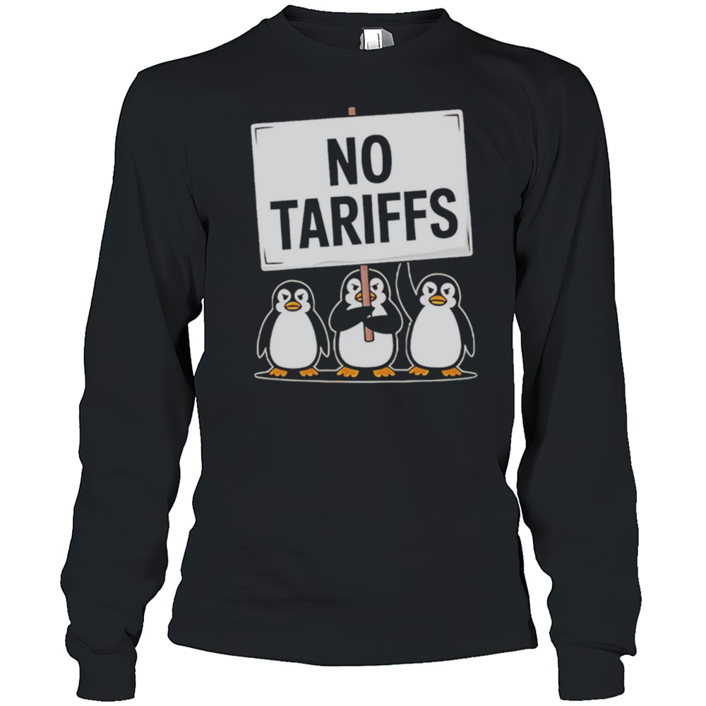 Penguin No Tariffs Print Baseball T-Shirt