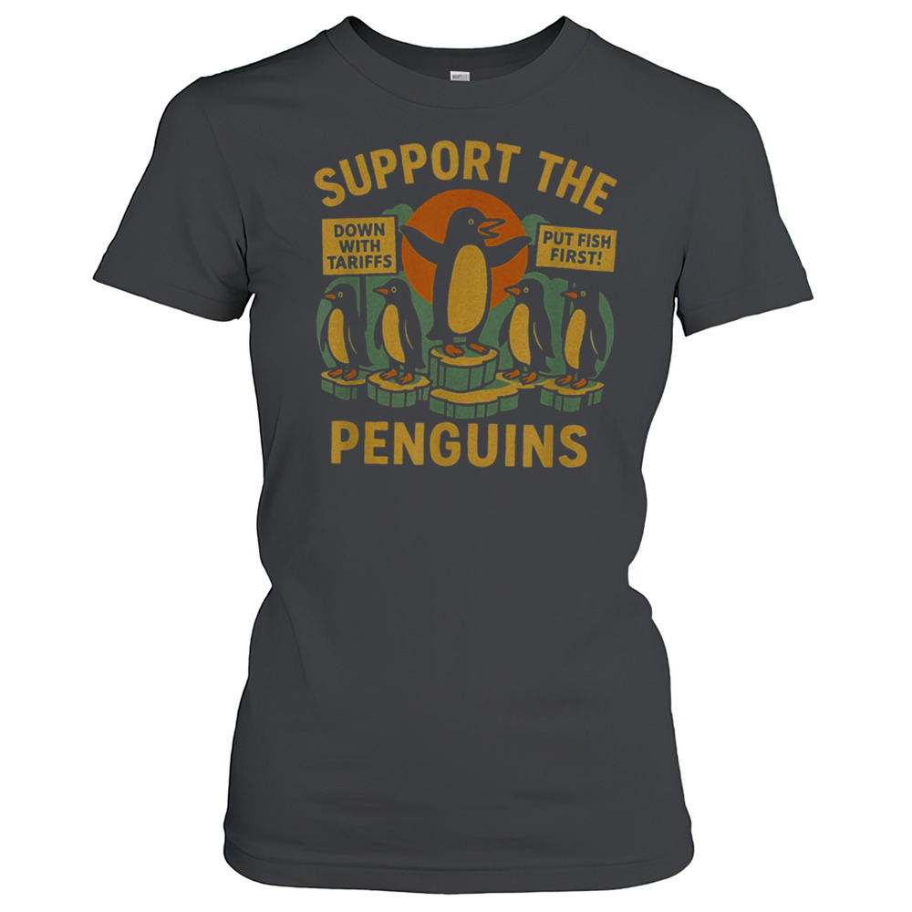 Resist Penguins Against Tariffs Retro T-Shirt