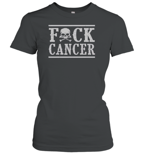 Top Fck Cancer Skull And Crossbones Skeleton Breast Cancer T-Shirt