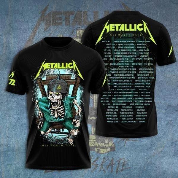 3D Metallica M72 World Tour Date 2025 T-Shirt