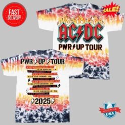 ACDC Color Tie Dye PWR UP North America Tour 2025 3D T-Shirt