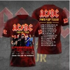 ACDC Power Up Tour 2025 3D Shirt Rock Band Shirt Pwr Up Tour 2025 Shirt