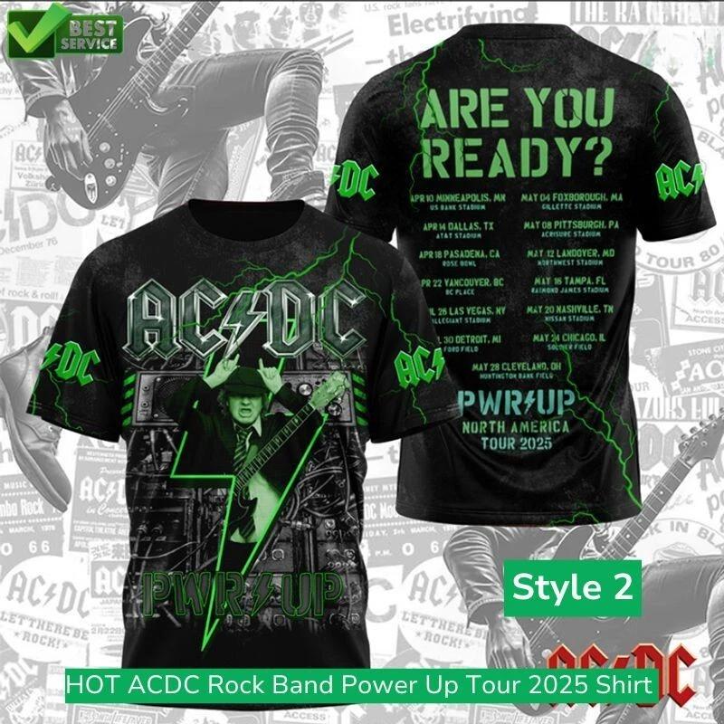 ACDC Rock Band Power Up Tour 2025 3D Style2 T-Shirt