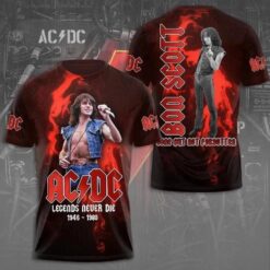 ACDC TOUR 2025 Bon Scott- Legends Never D!e 3D T-Shirt