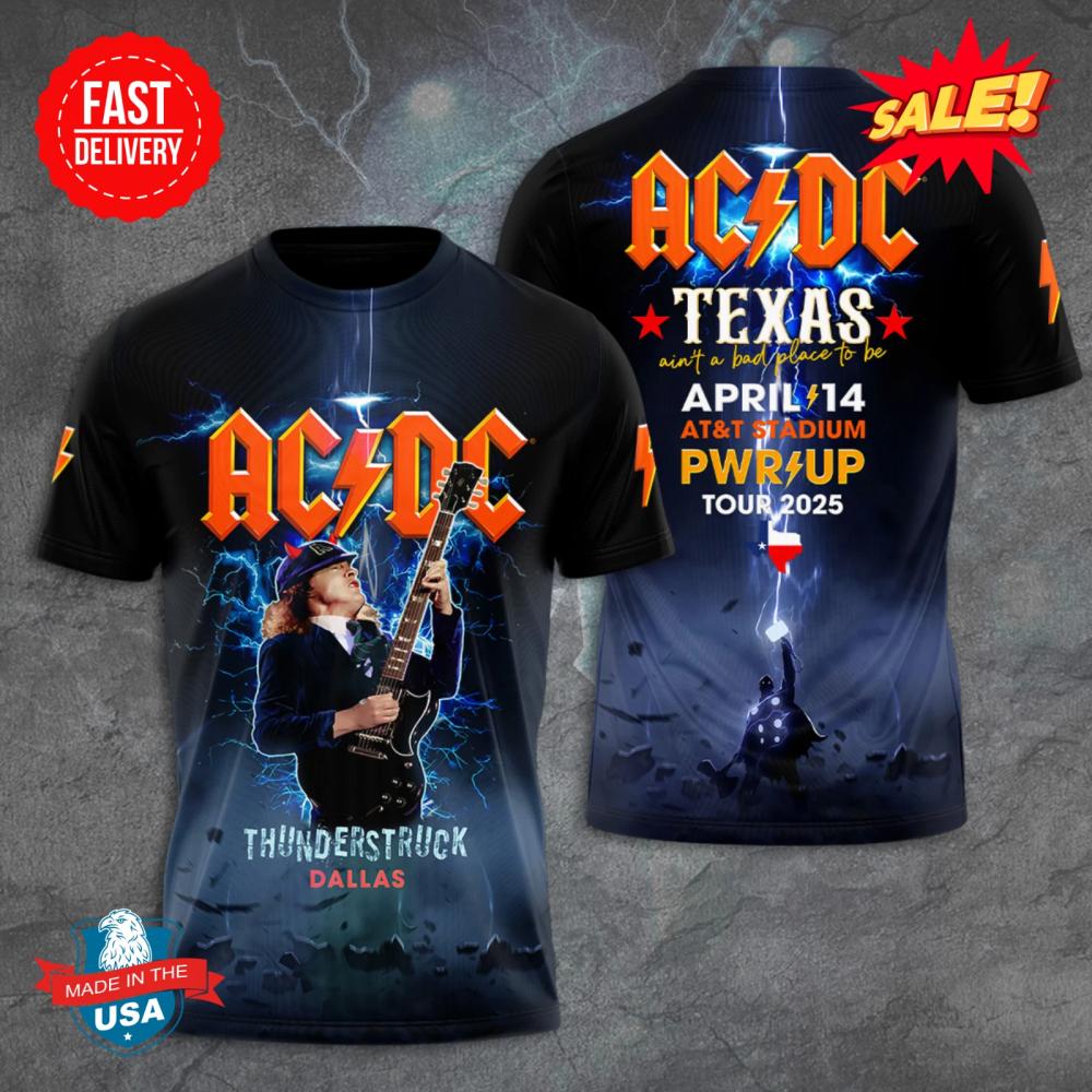 ACDC Thunder Struck Dalas Tour 2025 3D Shirt