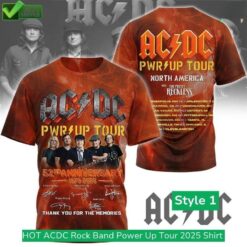 HOT ACDC Rock Band Power Up Tour 2025 3D Style1 T-Shirt