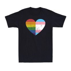Heart With Rainbow And Transgender Flag For Pride Month Gay Lgbt Novelty T-shirt