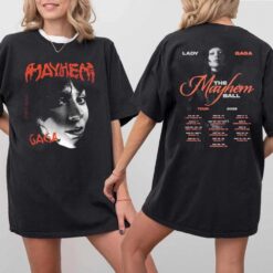 Lady Gaga The Mayhem Ball Tour 2025 Tour Dates 2 Sided T-Shirt