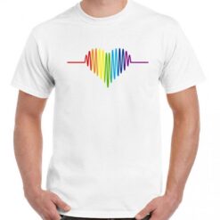 Lgbt T-shirt Gay Pulse Heart Mens Pride Rainbow T-Shirt