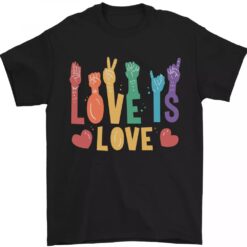 Lgbt Zeichen Sprachen Love Ist Gay Pride Tag Herren Maglietta T-shirt