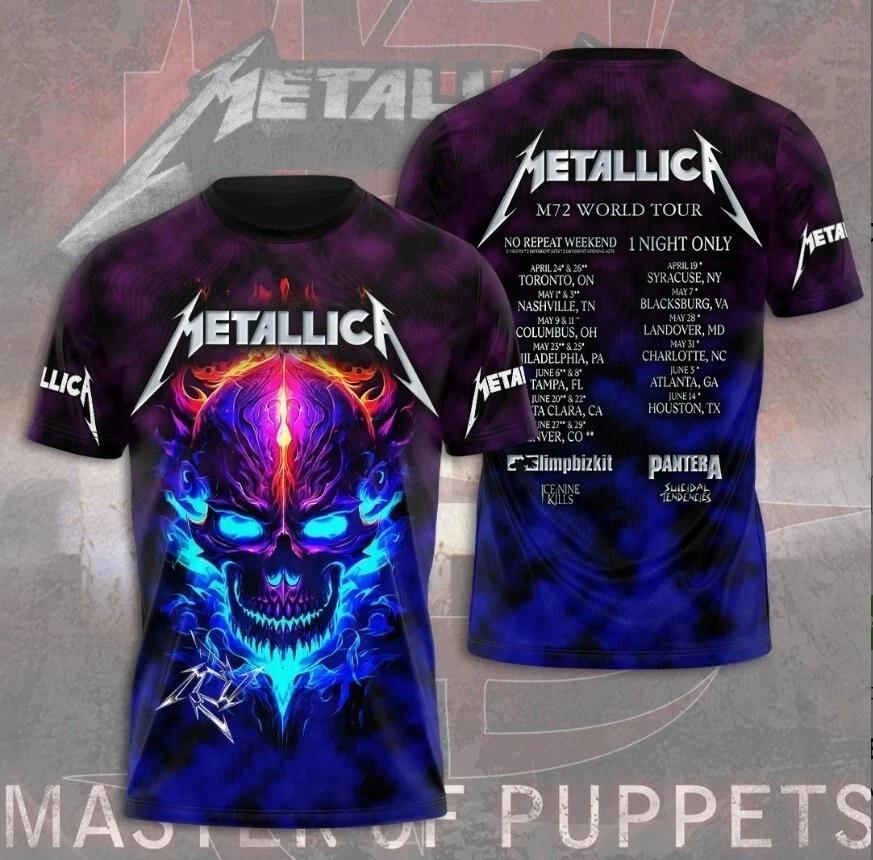 Metallica Band Tour 2025 3D Shirt M72 World Tour 2025 3D Tshirt