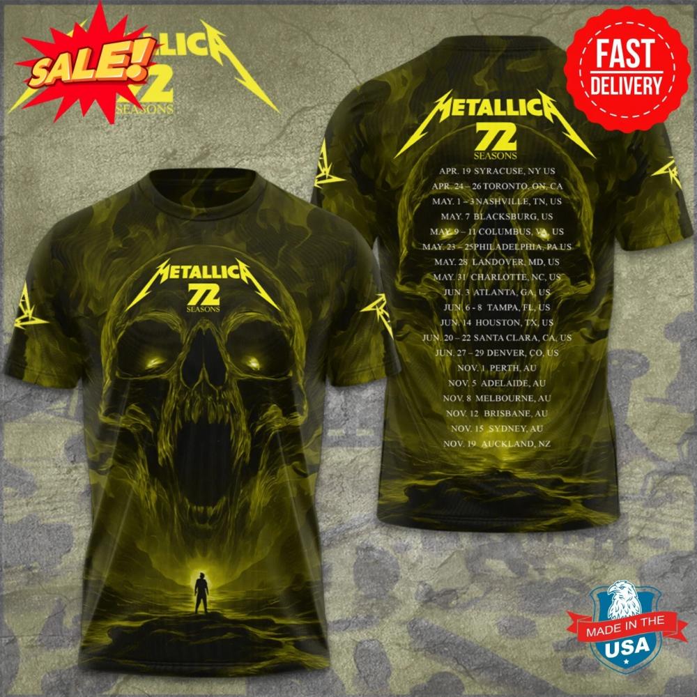 Metallica Band Tour 2025 Shirt – M72 USA 3D Rock Tee