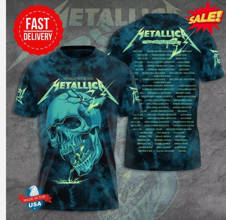 Metallica M72 World Tour 2025 skull 3d shirt