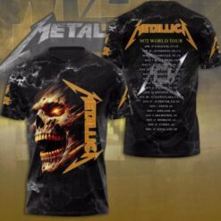 Metallica M72 World Tour shirt with fiery skull 3d shirt
