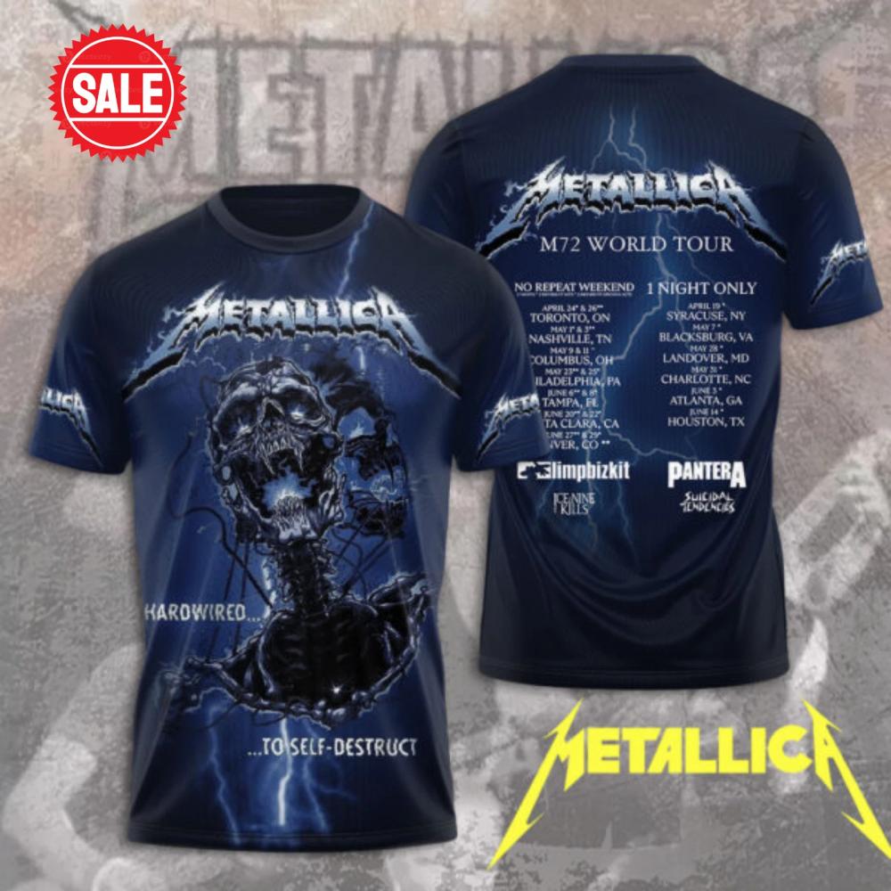 Metallica Rock Band M72 World Tour 2025 3D T-Shirt