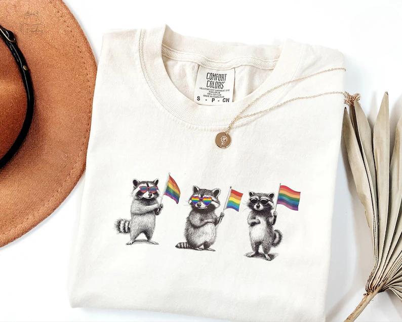 Raccoon Gay Pride Retro Shirt