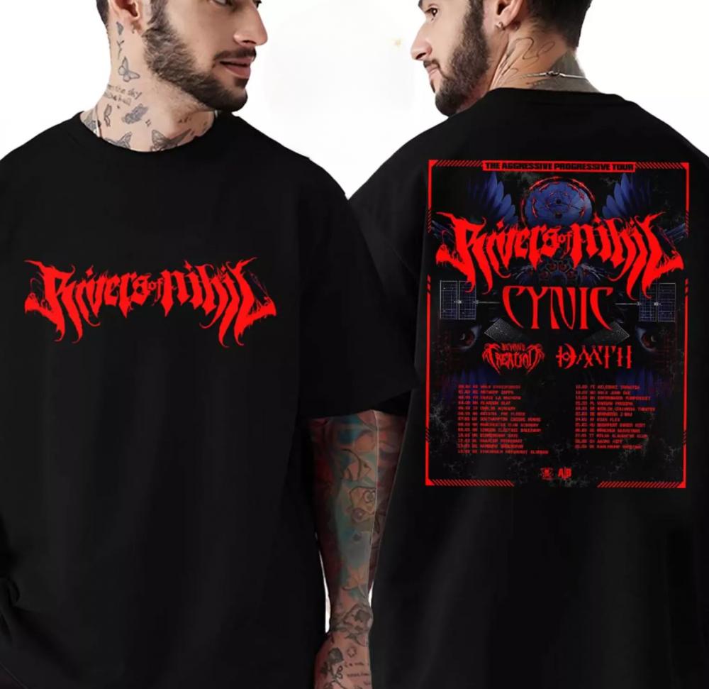 Rivers Of Nihil Eu Uk Tour 2025 Dates List Two Sides Print Vintage T-Shirt