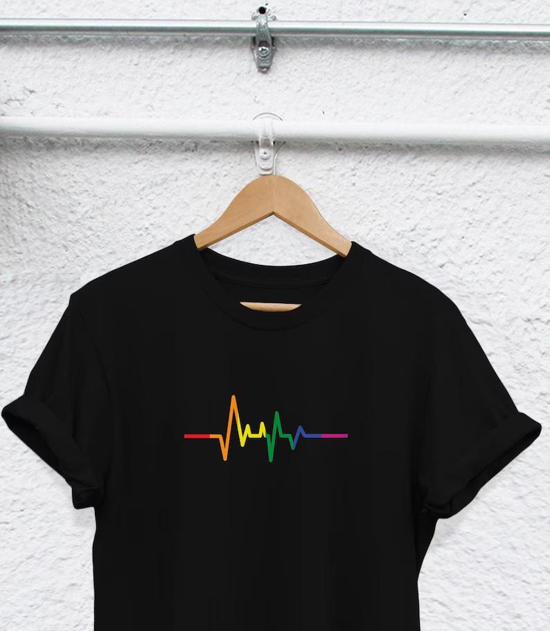 rainbow ecg shirt rainbow gay tshirt