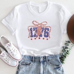 1776 Lightning Bolt Patriotic Bow T-Shirt – 4th of July USA Graphic Tee