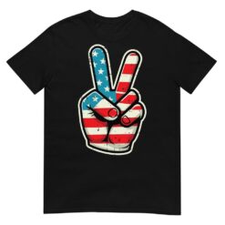 4th Of July Peace Hand America Flag Patriotic T-Shirt