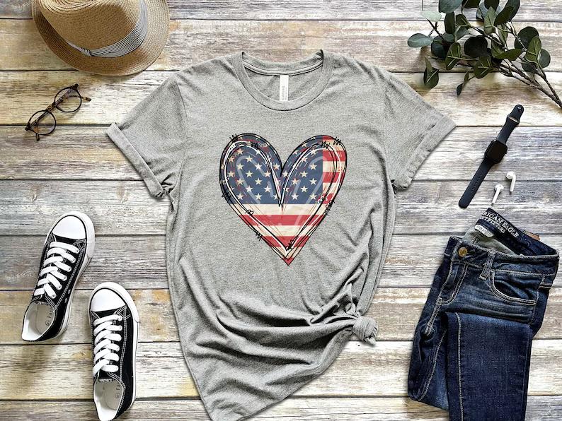 American Flag Heart Shirt