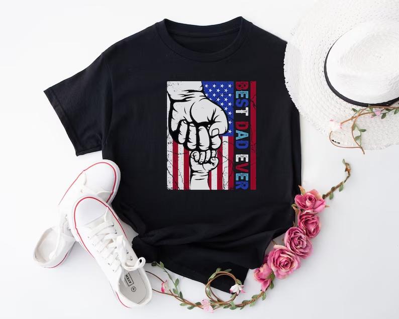 Best Dad Ever US Flag Shirt