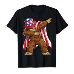 Bigfoot 4th of July Sasquatch American Flag T-Shirt