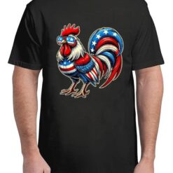 Chicken American Flag USA Farmer Funny 4th Of July Fourth T-Shirt