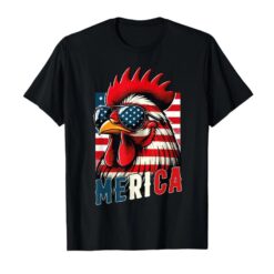 Chicken Merica USA Flag Chicken Lover 4th of July T-Shirt