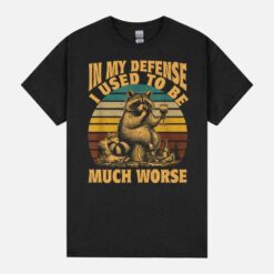 In My Defense I Used To Be Much Worse Funny Racoon Retro Unisex T-Shirt