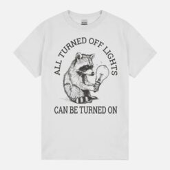 Lights Turned Off Can Be Turned On Retro Racoon Hold Lights Unisex T-Shirt