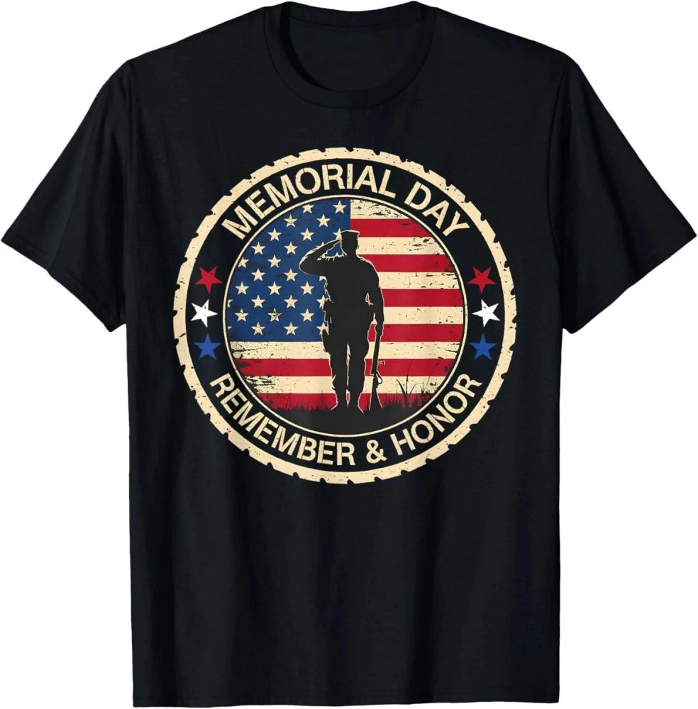 Memorial Day 2025 American Flag Soldier Remember And Honor T-Shirt