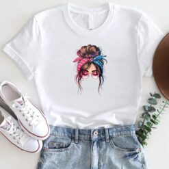 Messy Bun 4th of July T-Shirt Patriotic Woman Sunglasses Tee