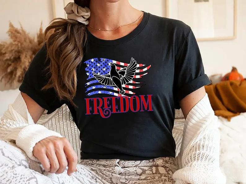 Patriotic Bird and American Flag Shirt