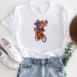 Patriotic Cow on Bike Shirt – 4th of July Cute Cow Graphic Tee