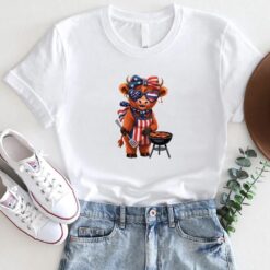 Patriotic Highland Cow BBQ Shirt – 4th of July Grilling Cow Tee