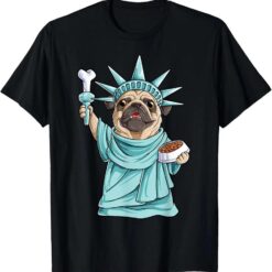 Pug Statue of Liberty Funny 4th of July Men Women Dog Lover T-Shirt