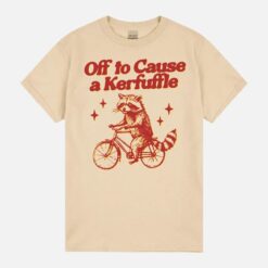 Racoon Off To Cause A Kerfuffle Funny Silly Raccoon Meme Tee Trash Panda Weirdcore Vintage Drawing Unisex T-Shirt