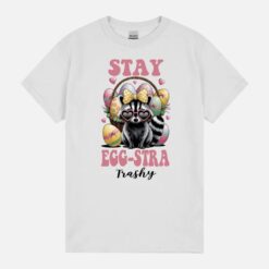 Stay Egg-Stra Trashy Funny Racoon Happy Easter Day Retro Unisex T-Shirt