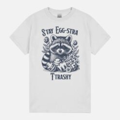 Stay Egg-Stra Trashy Funny Racoon Happy Easter Day Retro Unisex T-Shirts