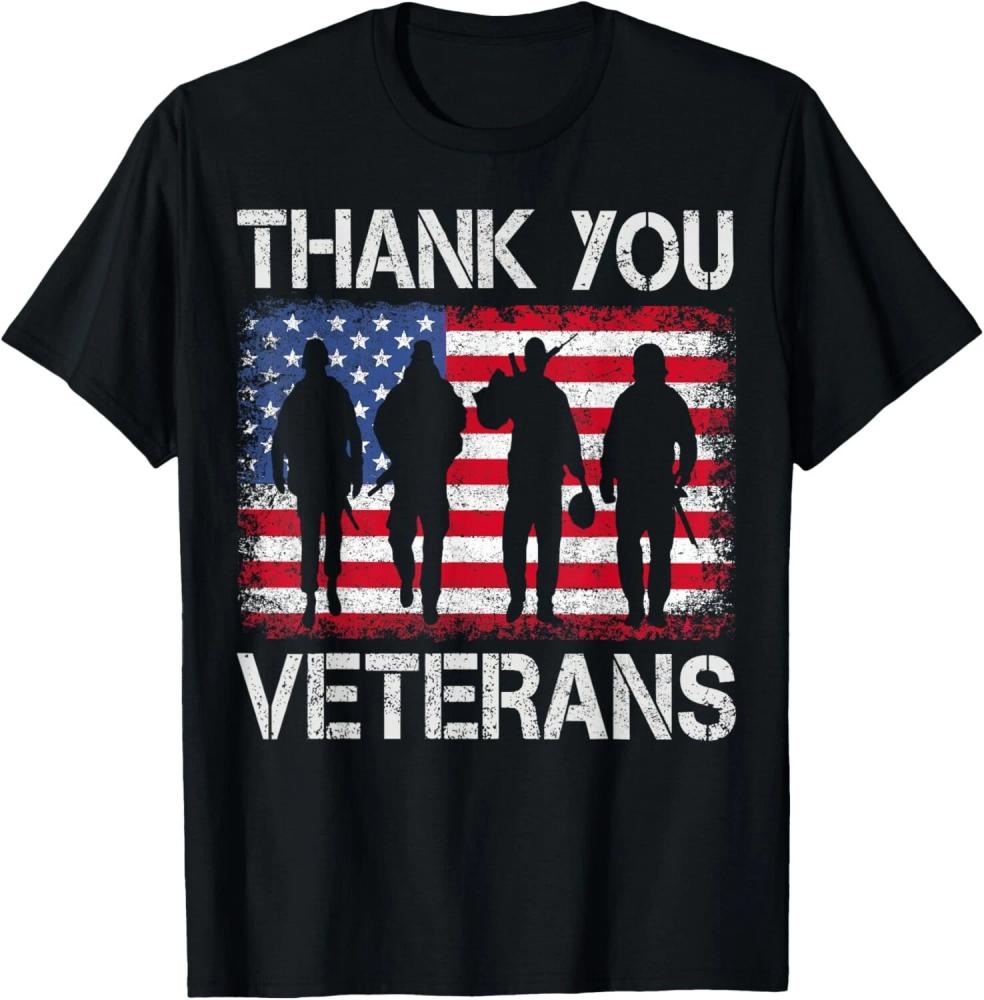 Thank You Veterans Patriotic American Flag Veterans Day 2025 T-Shirt